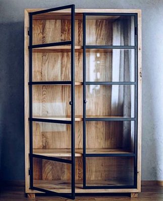 کتابخانه ترکیب چوب و فلز و شیشه