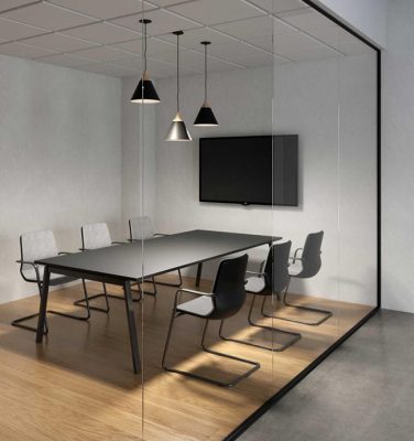 میز کنفرانی کوچک پایه فلزی 376x400 - طراحی اتاق کنفرانس