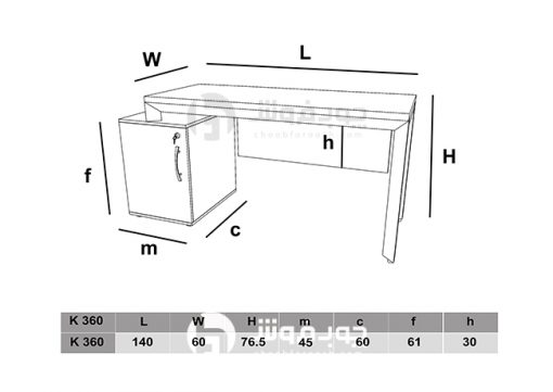 اندازه-میز-تحریر-مهندسی-k360