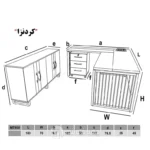 ست میز مدیریت با کردنزا مدل MT900-ابعاد