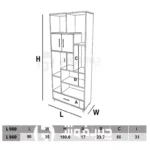 ابعاد کتابخانه ایستاده MDF مدل L960