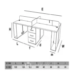 میز کار مدل G109-ابعاد