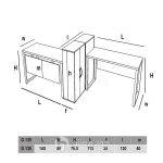میز کار گروهی دونفره مدرن مدل G135-ابعاد