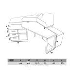 میز کار گروهی مدل G161-ابعاد