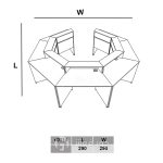 Modern conference table for 7 people, model C0014-wireframe1