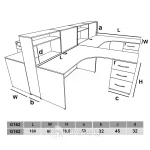 میز کار گروهی کاربردی مدل G162-ابعاد 1