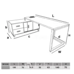 ابعاد میز مدیریت مینیمال مدل MT2100