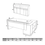 میز مدیریتی شیک مدل MT2200-ابعاد