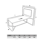 میز کنفرانس پایه فلزی مدل C0018-ابعاد