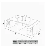 میز گروهی اداری مدل G164-ابعاد