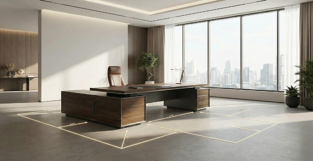 استانداردهای حداقلی فضا اطراف میز مدیریتی