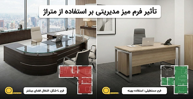 تأثیر فرم میز مدیریتی بر استفاده از متراژ